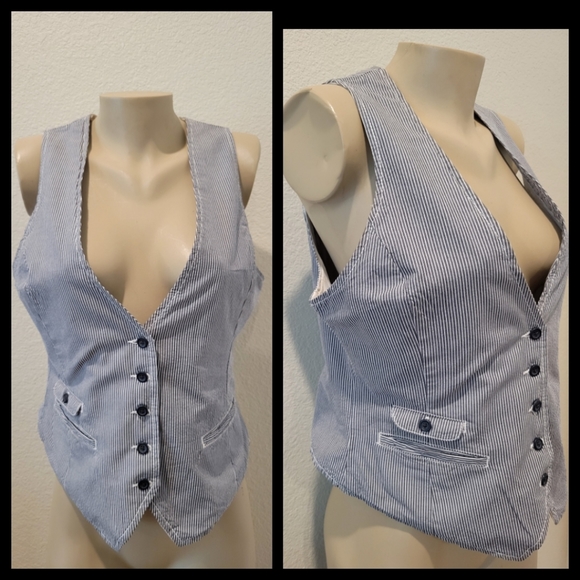 H&M gray& white stripe cotton vest - Picture 6 of 10